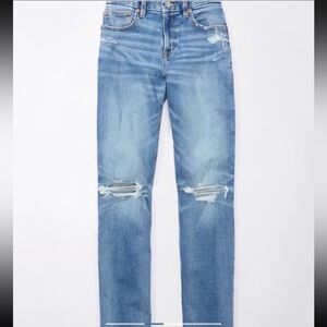 AE Curvy Ripped Baggy Straight Jeans - Size 2